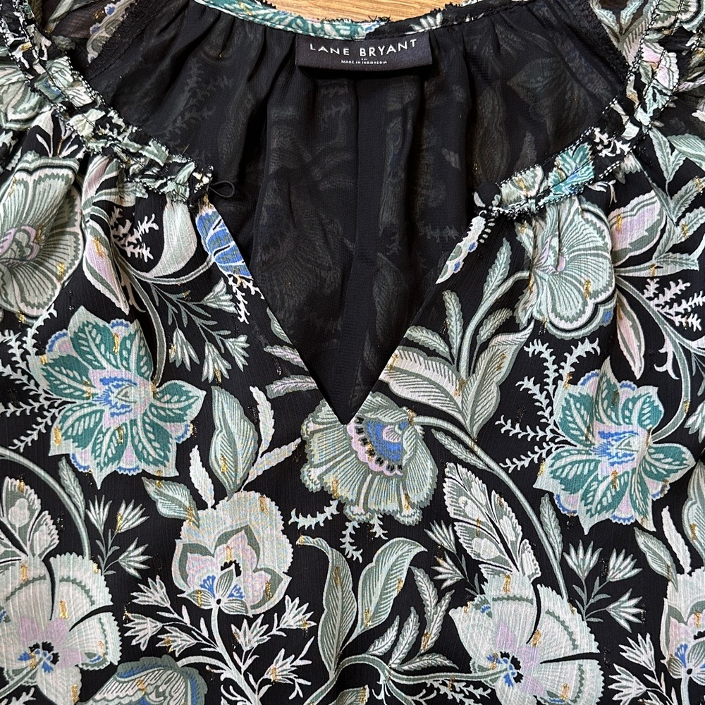 Lane Bryant Black Floral Midi Dress Size 18 - Picture 8 of 11